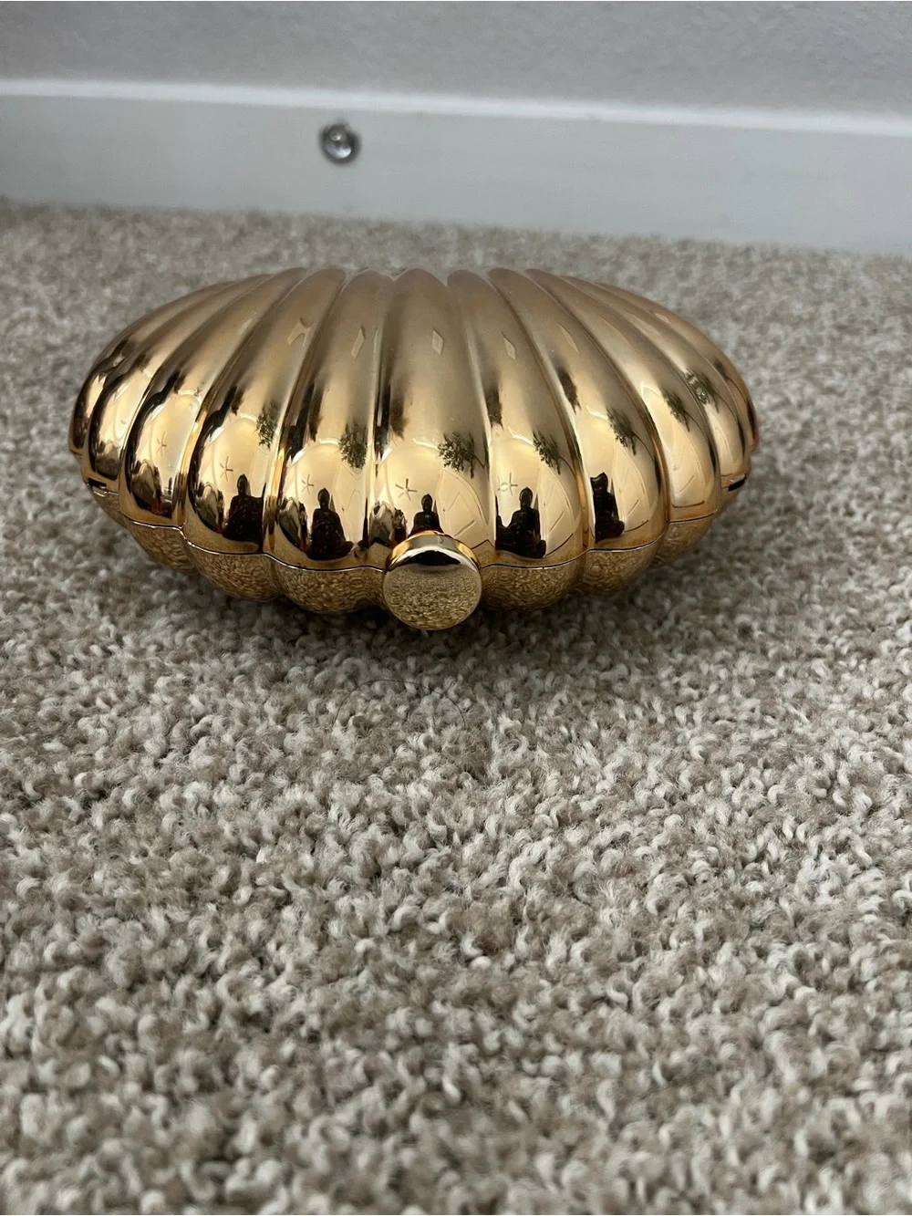 Gold Shell Clutch Bag - Elegant Metallic Evening Bag